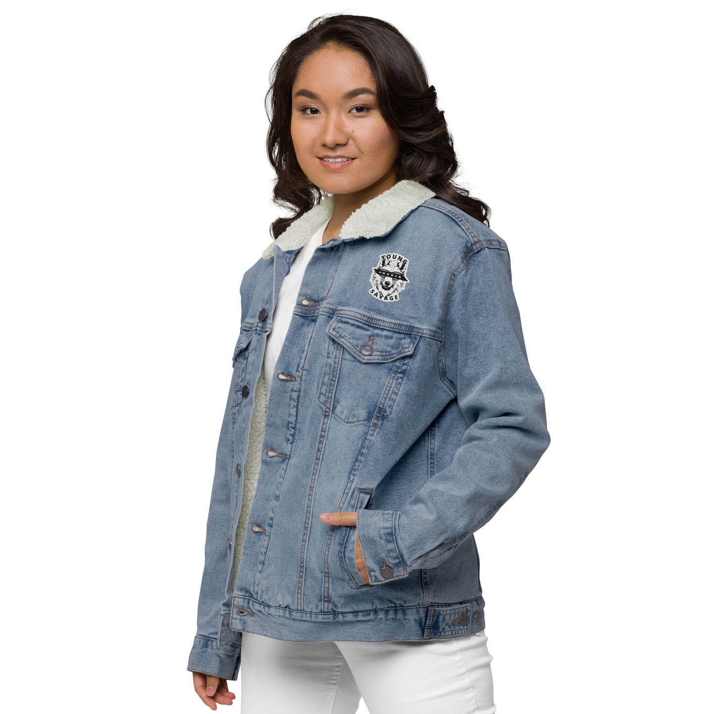 Jesus is My Anchor - Unisex denim sherpa jacket